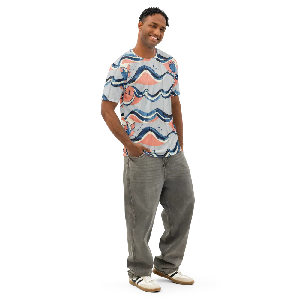 Seaside Ribbon on Men's Cotton Crew Neck T-Shirt — Right Front