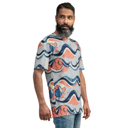 Seaside Ribbon on a Men's Crew Neck T-Shirt