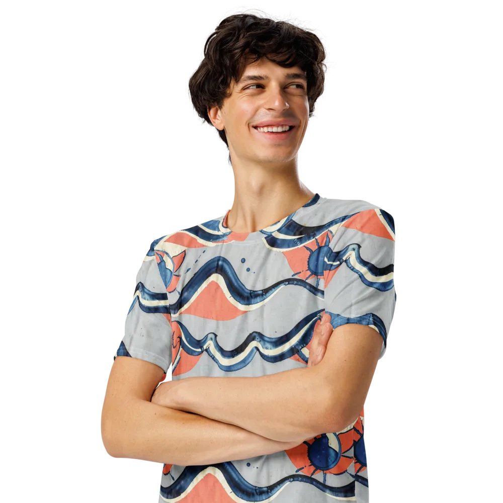 Seaside Ribbon on Men's Crew Neck T-Shirt — Left Front