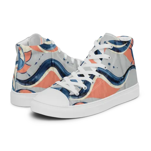 Seaside Ribbon on a Men's High Top Canvas Shoes