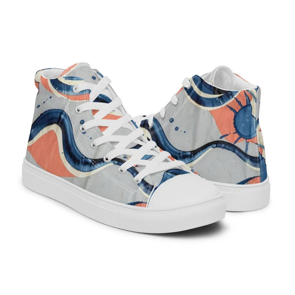Seaside Ribbon on Men's High Top Canvas Shoes — Right