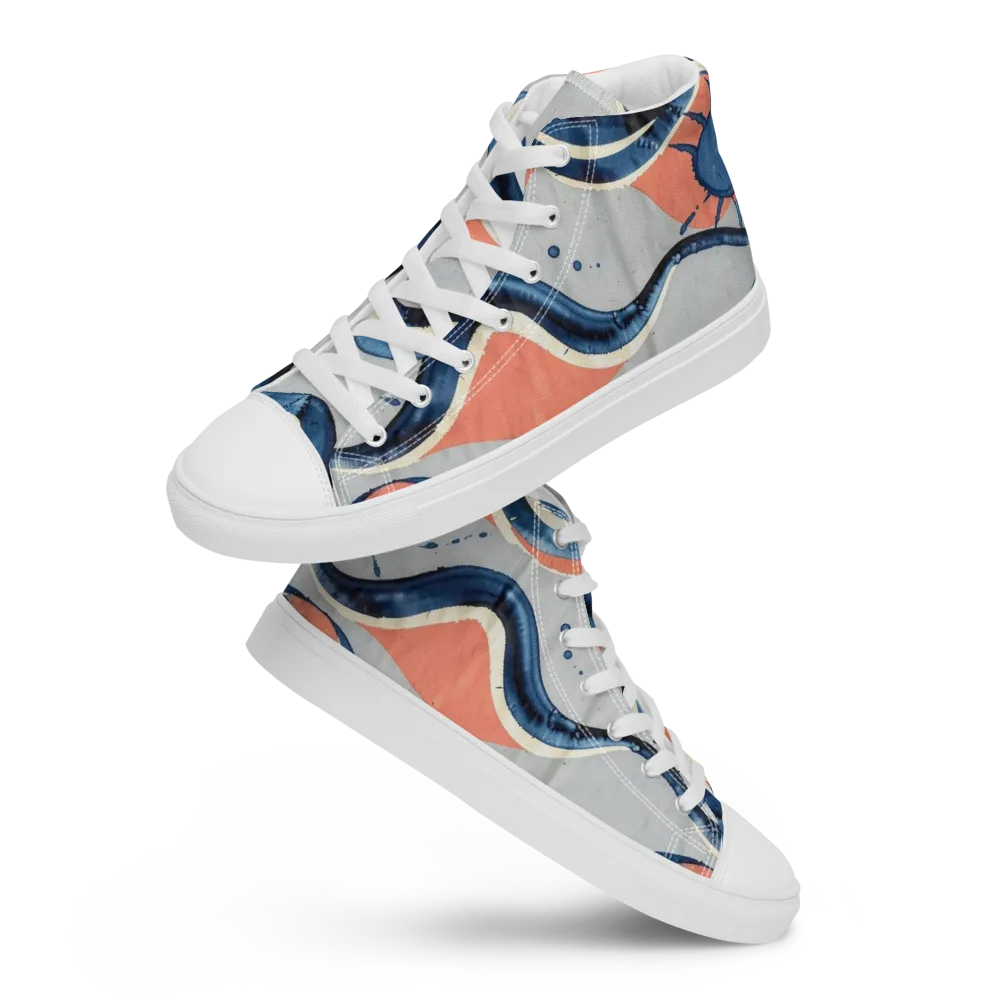 Seaside Ribbon on Men's High Top Canvas Shoes — Front