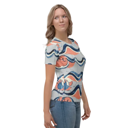 Seaside Ribbon on a Women's Crew Neck T-Shirt