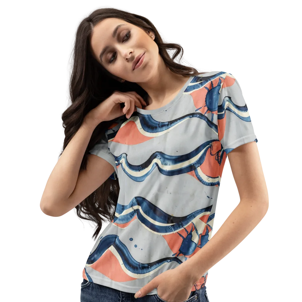 Seaside Ribbon on Women's Crew Neck T-Shirt — Left Front