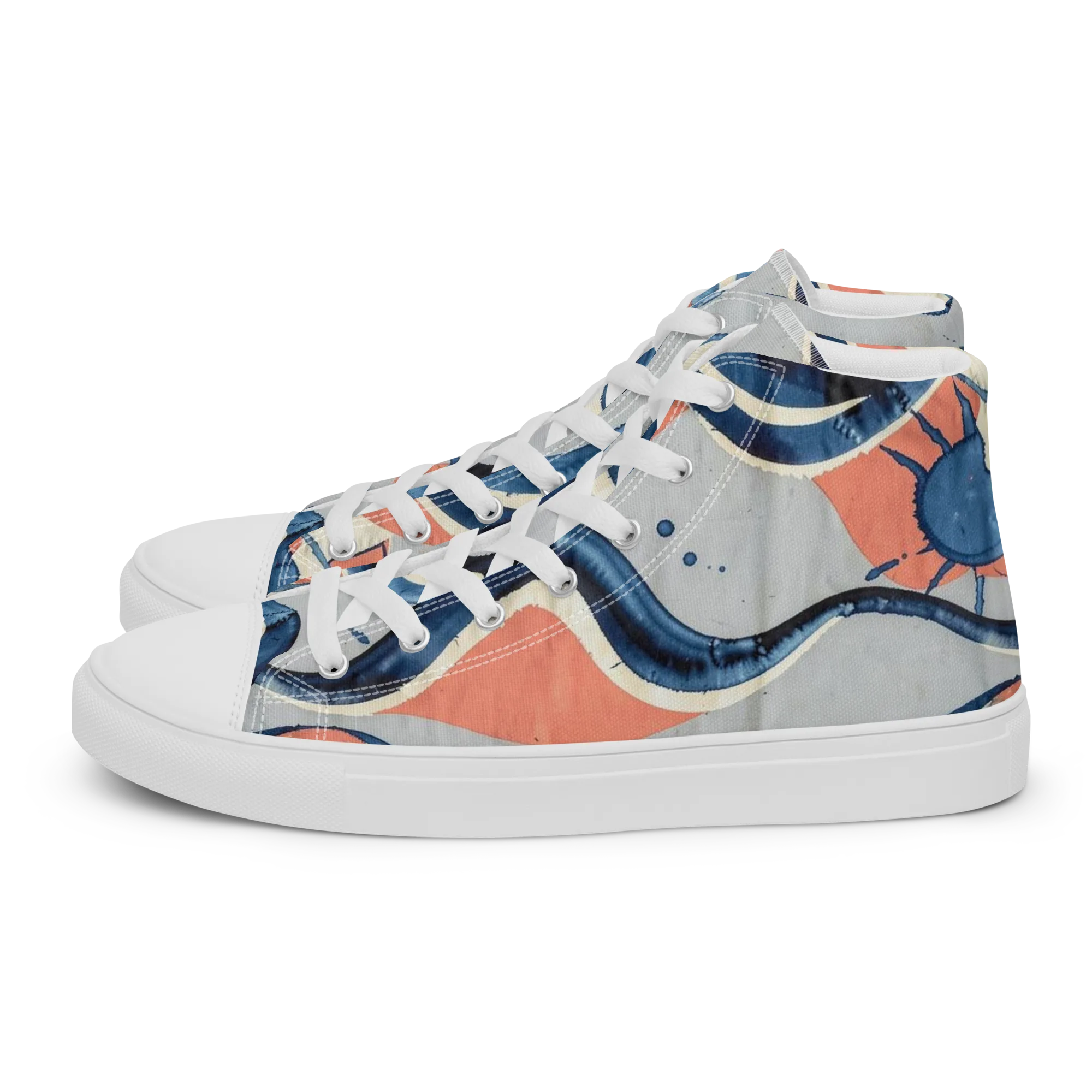 Seaside Ribbon on Women's High Top Canvas Shoes — Left