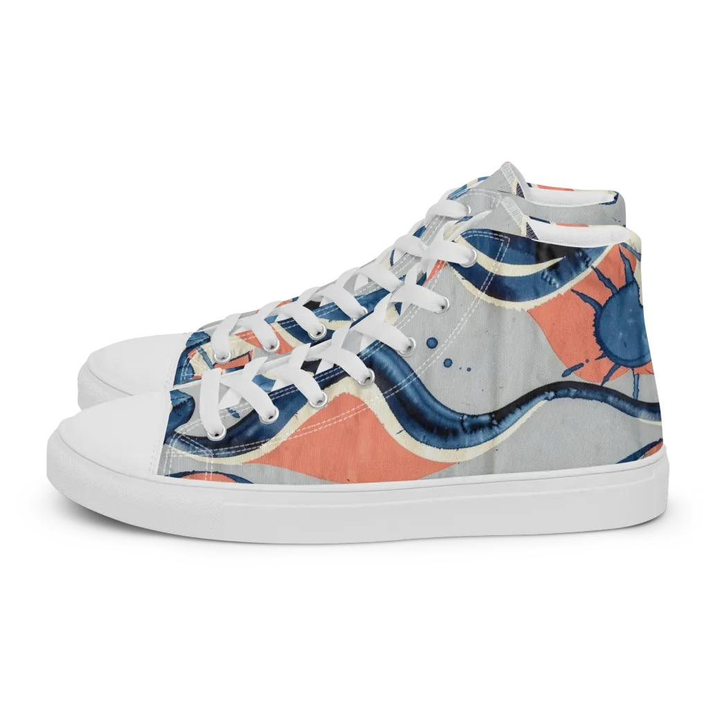 Seaside Ribbon on Women's High Top Canvas Shoes — Left