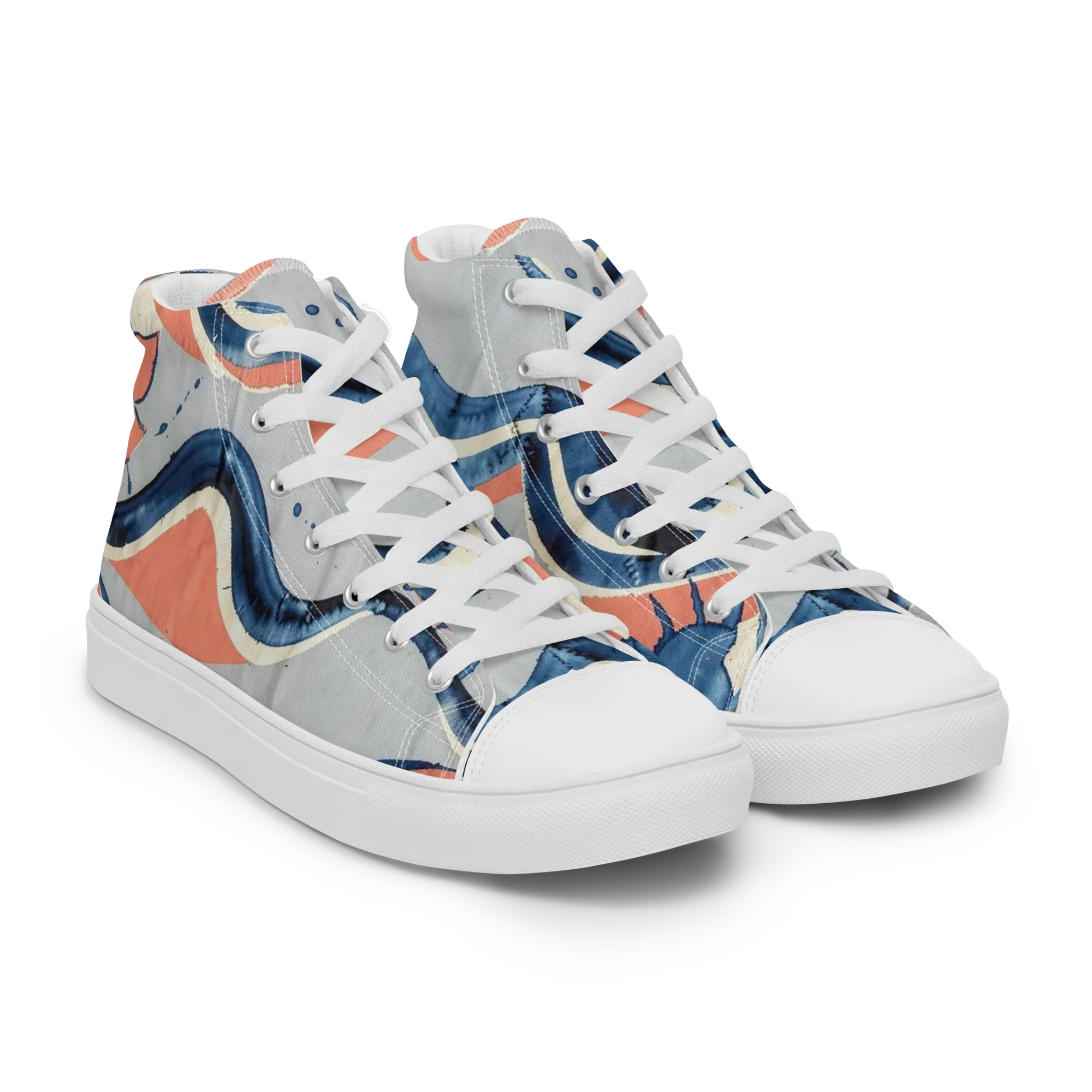 Seaside Ribbon on Women's High Top Canvas Shoes — Right Front