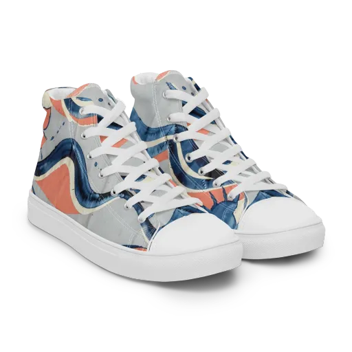 Seaside Ribbon on a Women's High Top Canvas Shoes