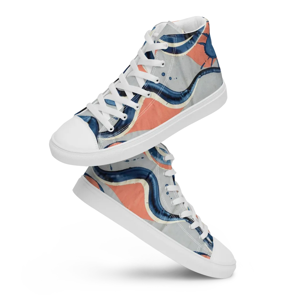Seaside Ribbon on Women's High Top Canvas Shoes — Front