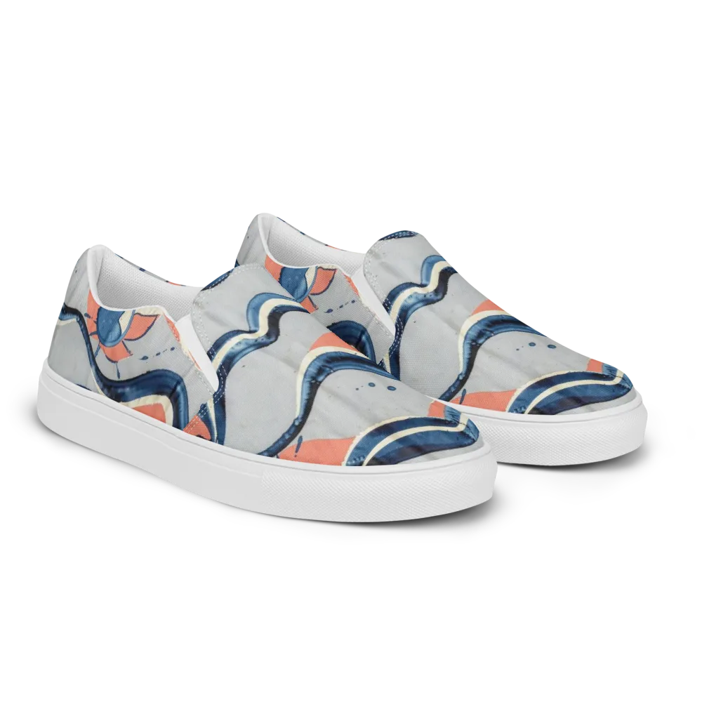 Seaside Ribbon on Men's Slip-On Canvas Shoes — Right Front