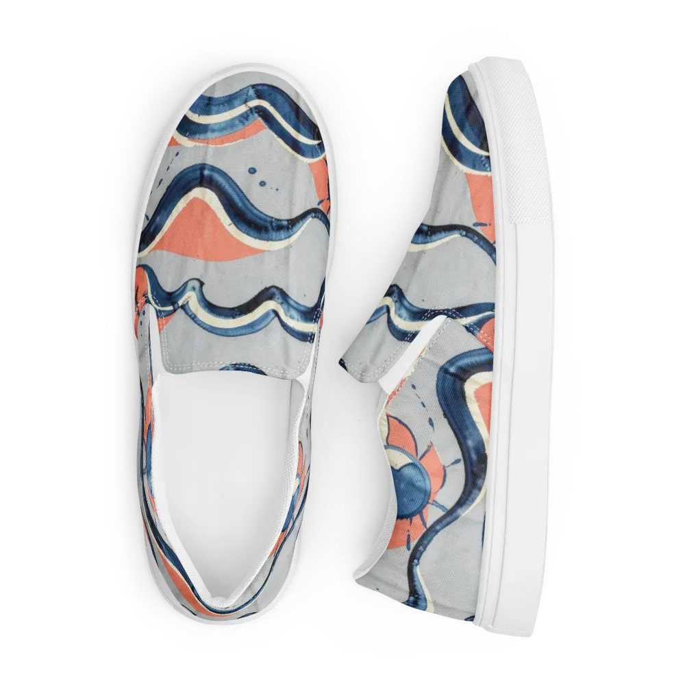 Seaside Ribbon on Men's Slip-On Canvas Shoes — Front