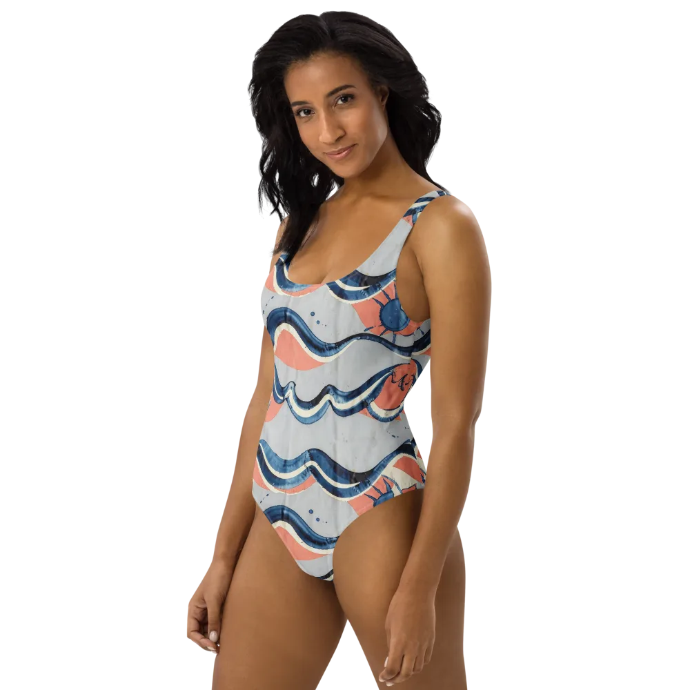 Seaside Ribbon on One-Piece Swimsuit — Left