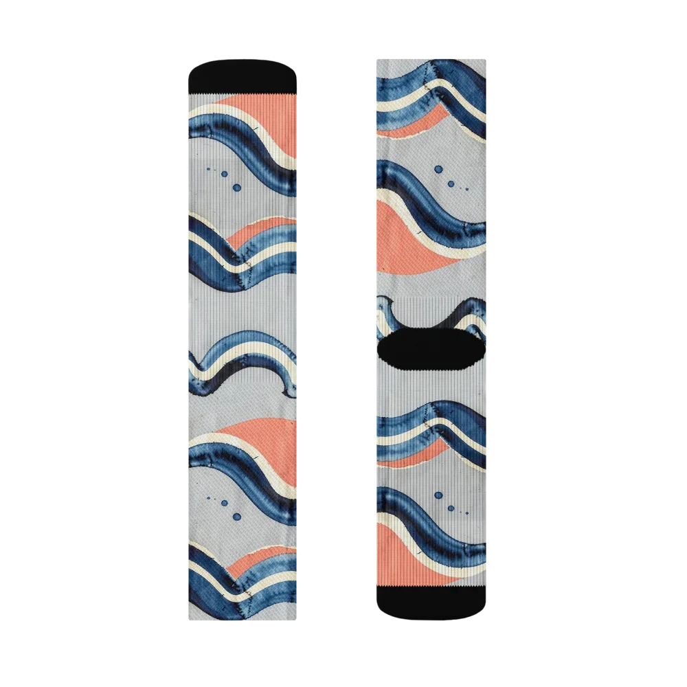 Seaside Ribbon on Socks — Right Sock