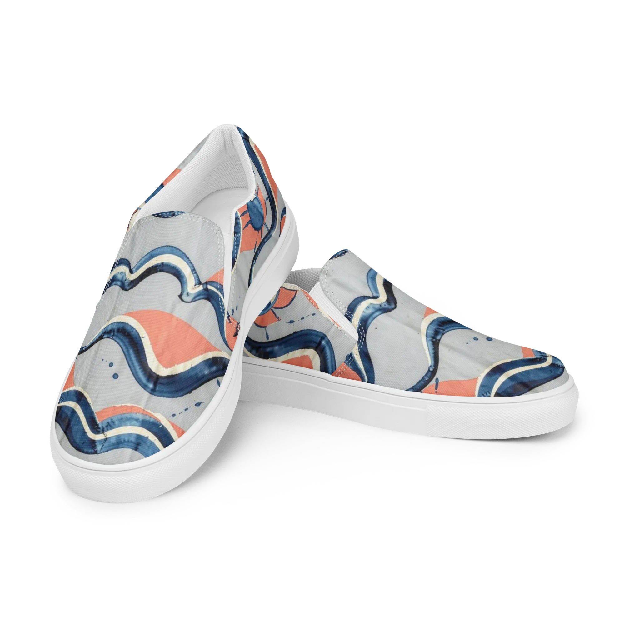 Seaside Ribbon on Women's Slip-On Canvas Shoes — Left Front