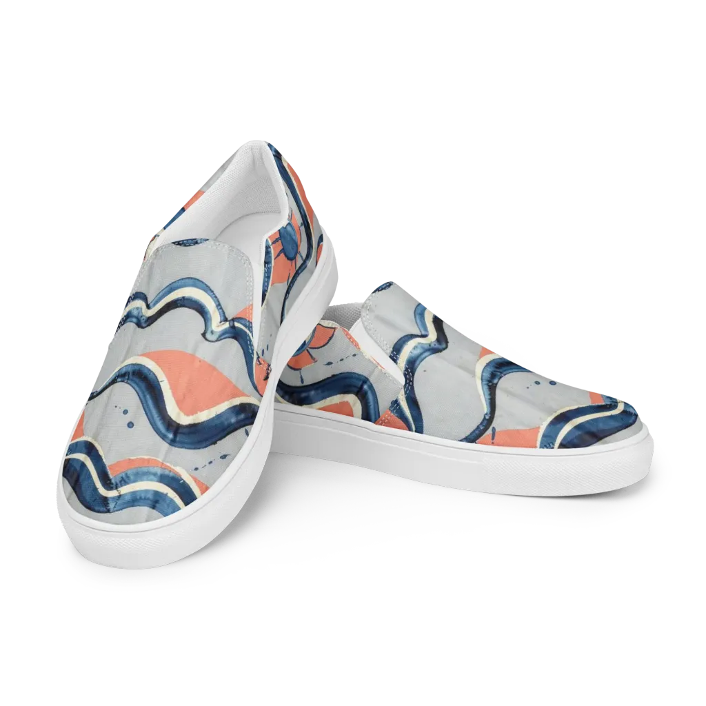 Seaside Ribbon on Women's Slip-On Canvas Shoes — Left Front