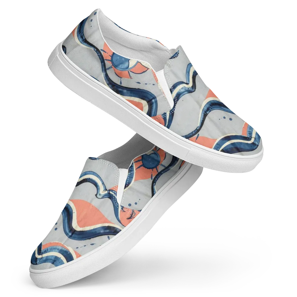 Seaside Ribbon on Women's Slip-On Canvas Shoes — Front
