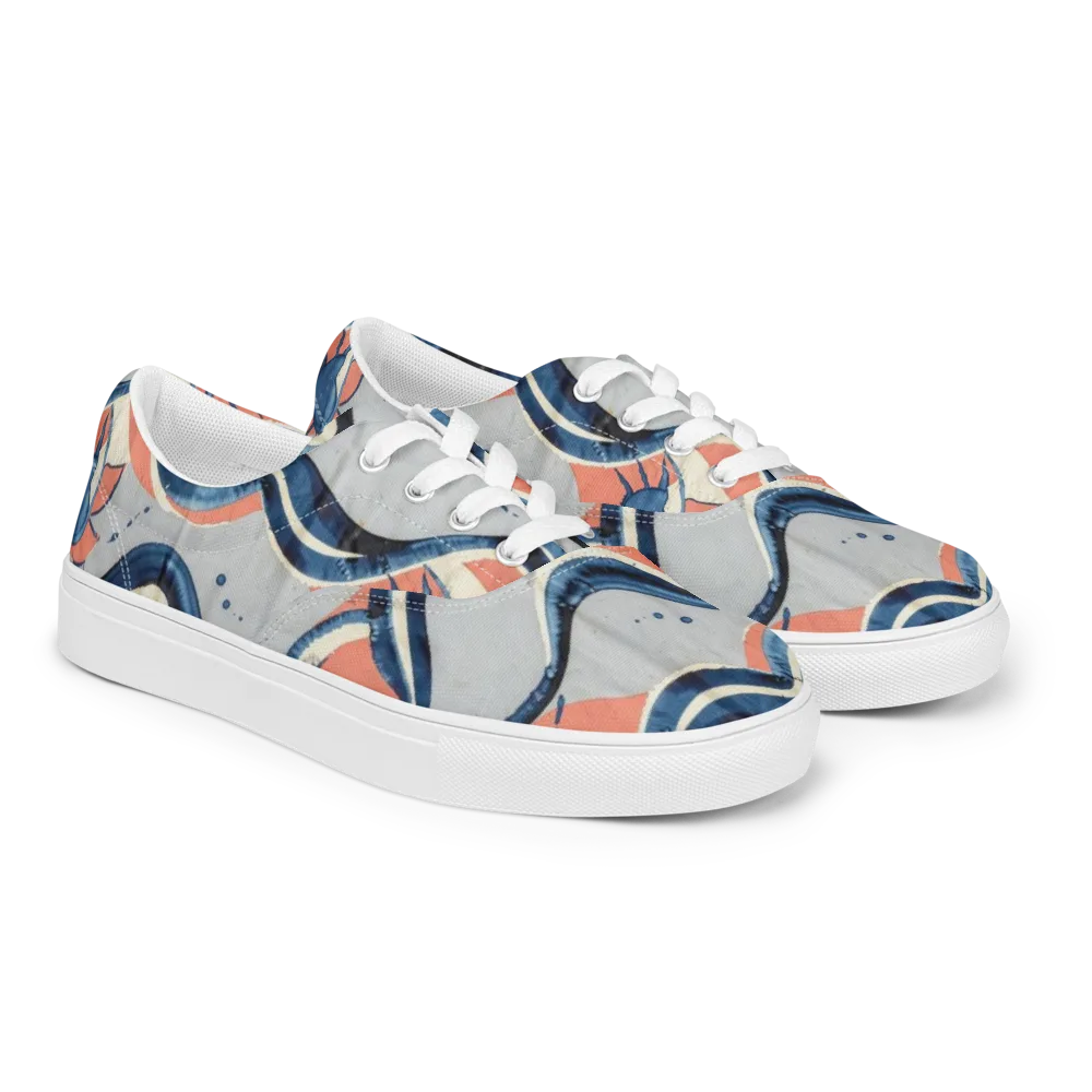 Seaside Ribbon on Men's Lace-Up Canvas Shoes — Right Front