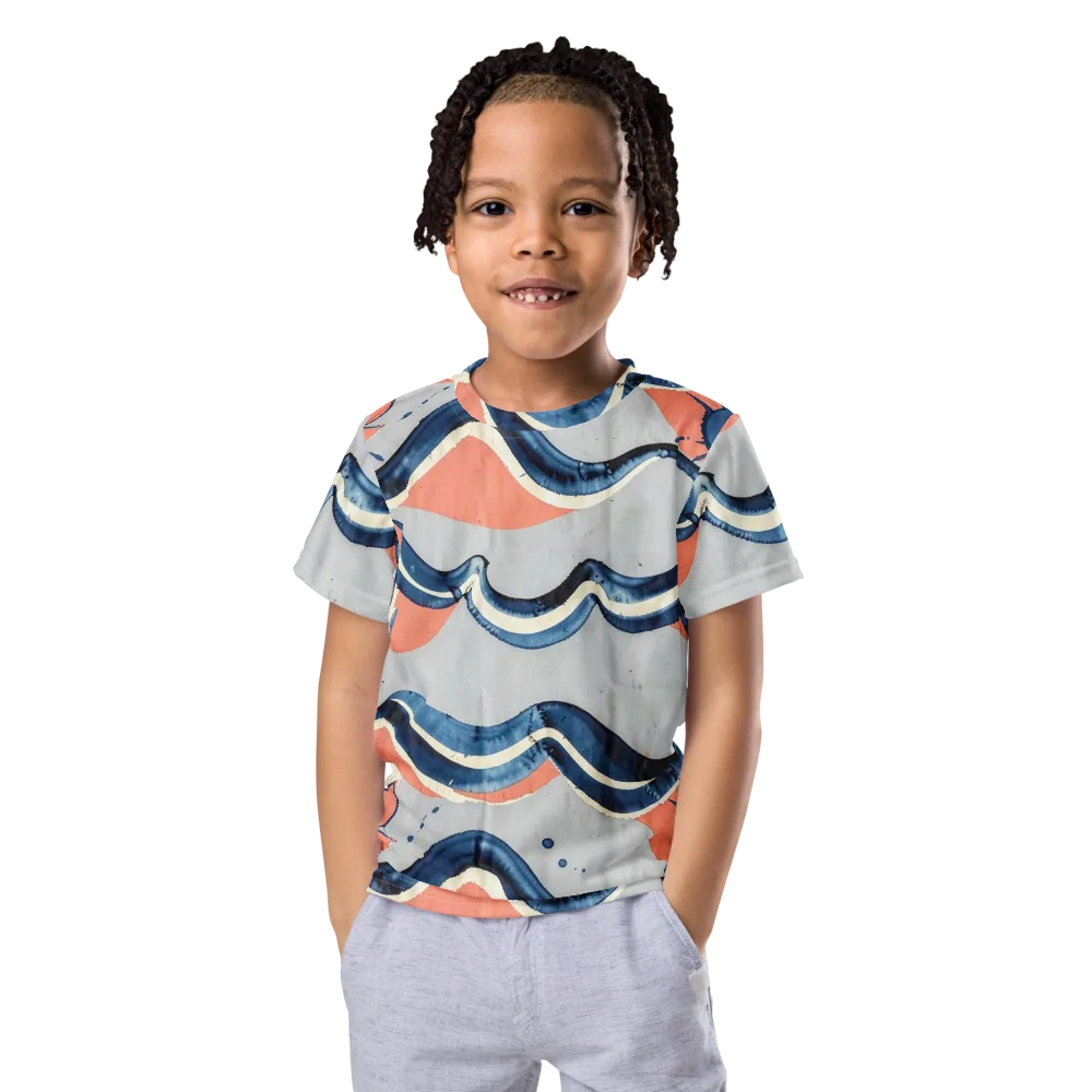 Seaside Ribbon on Kids Crew Neck T-Shirt — Front