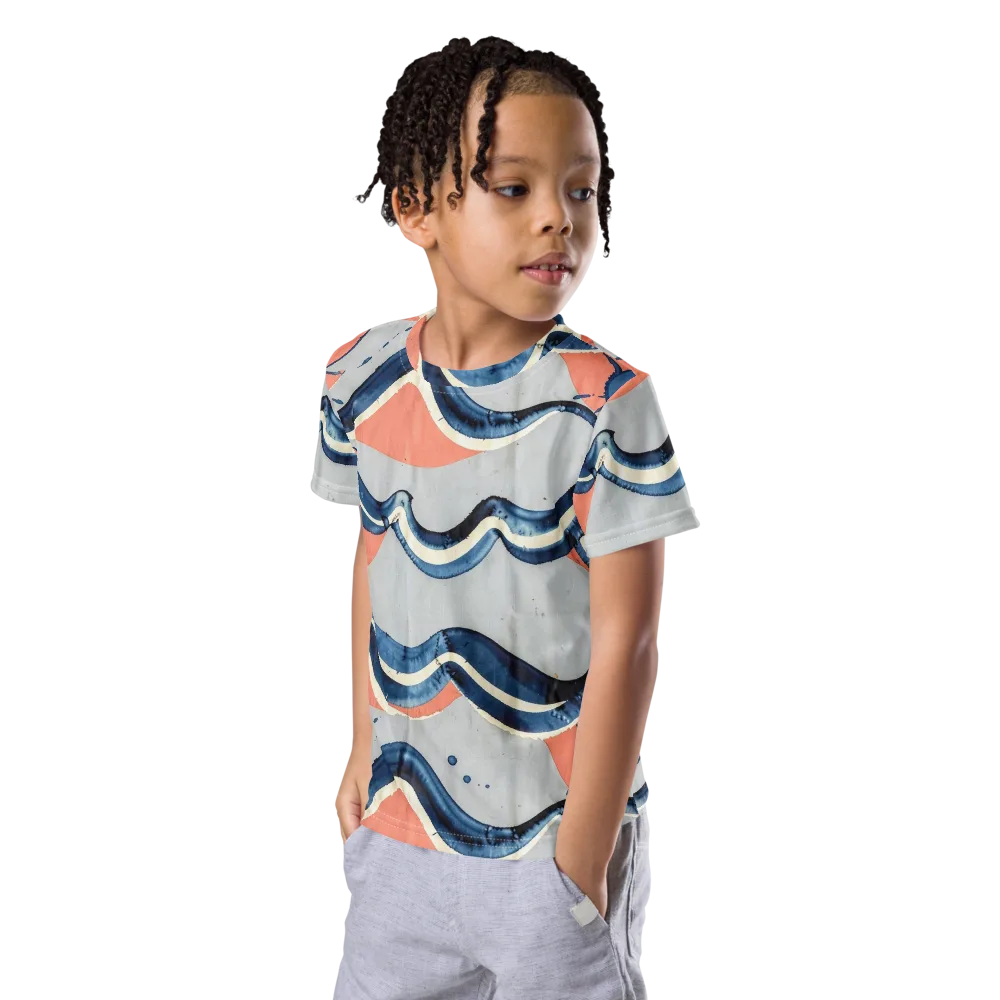 Seaside Ribbon on Kids Crew Neck T-Shirt — Left Front