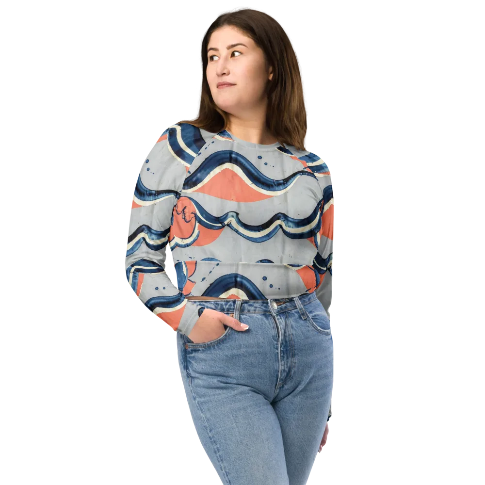 Seaside Ribbon on Long Sleeve Crop Top — Front