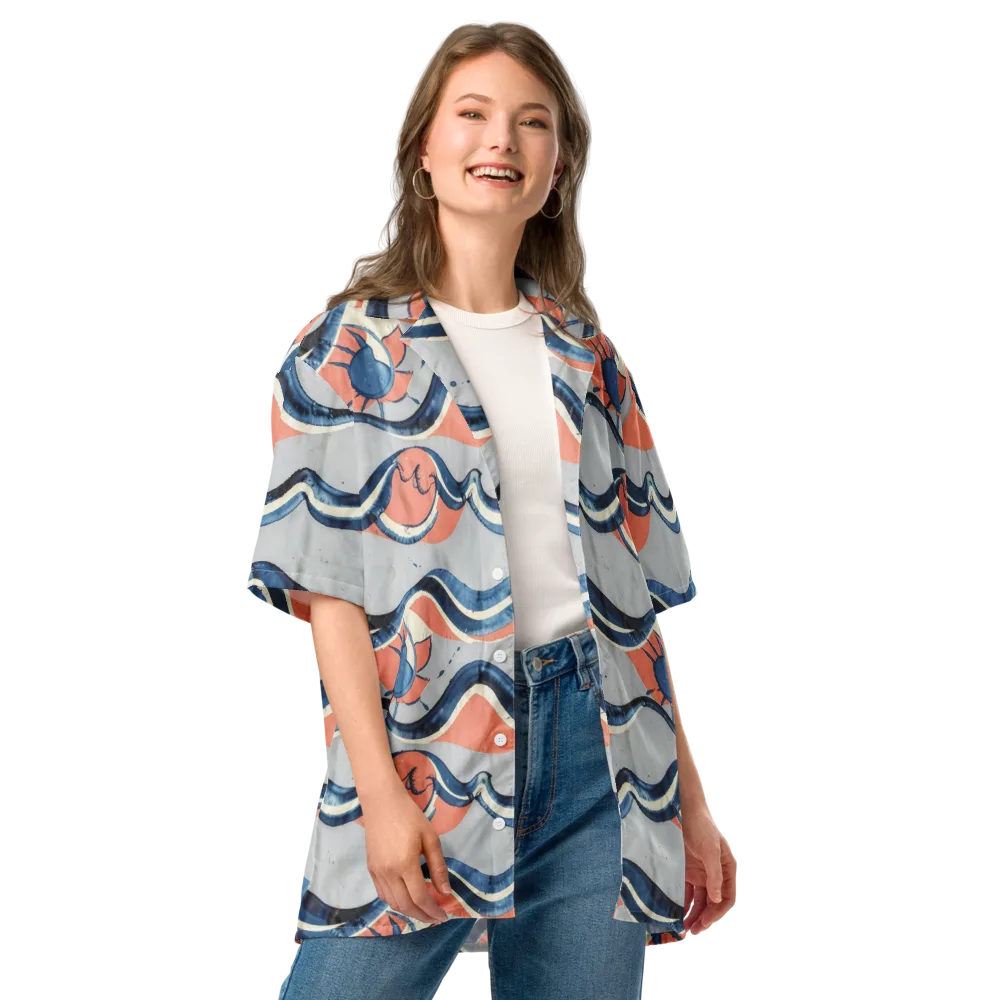 Seaside Ribbon on Button Shirt — Front