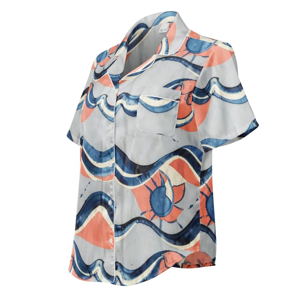 Seaside Ribbon on Women's Short Sleeve Pajama Top — Left Front