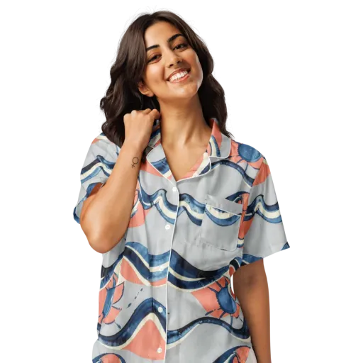 Seaside Ribbon on a Women's Short Sleeve Pajama Top