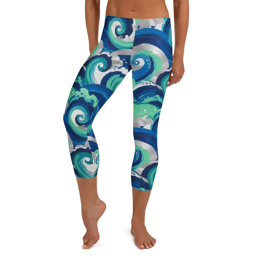 Cobalt Swell on Capri Leggings — Front