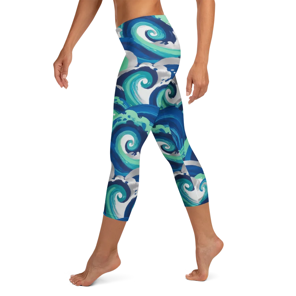 Cobalt Swell on Capri Leggings — Left