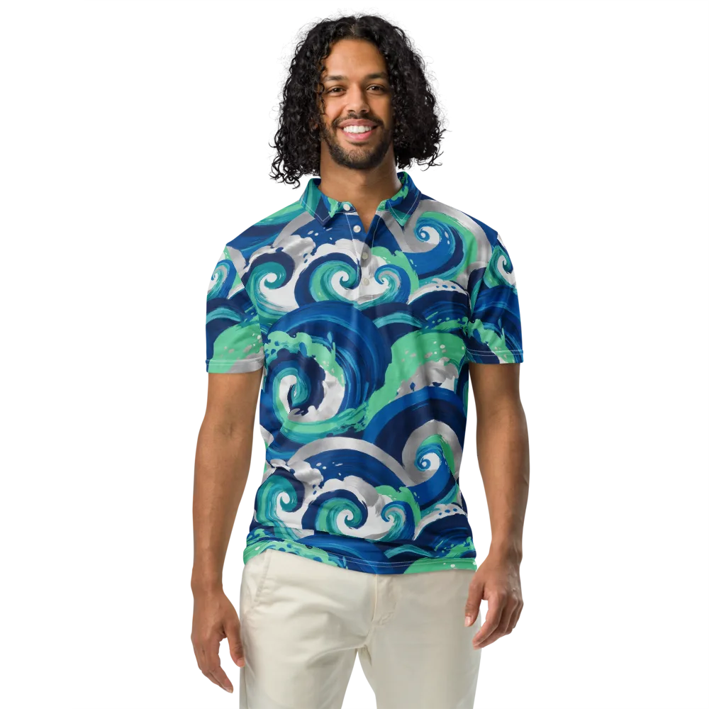 Cobalt Swell on Men's Slim Fit Polo Shirt — Front