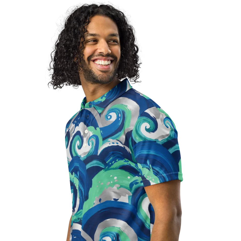 Cobalt Swell on Men's Slim Fit Polo Shirt — Left Front