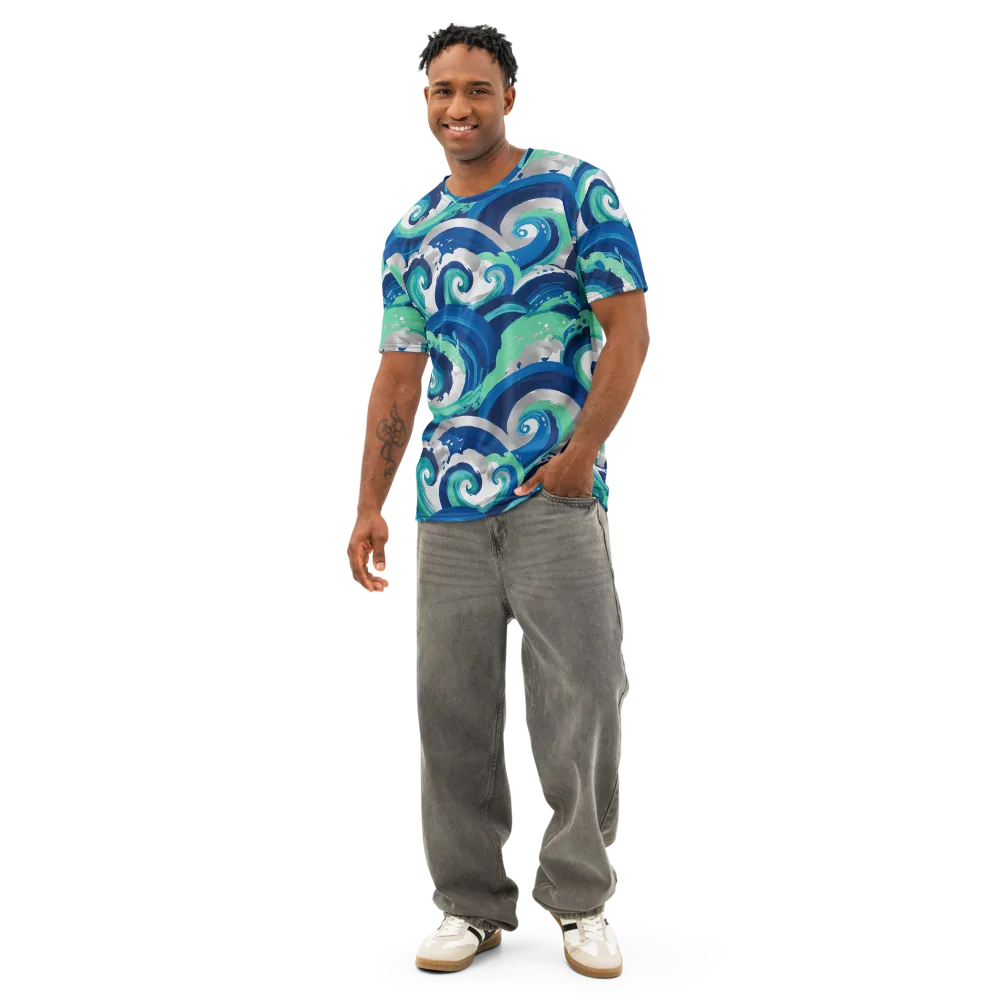 Cobalt Swell on Men's Cotton Crew Neck T-Shirt — Front