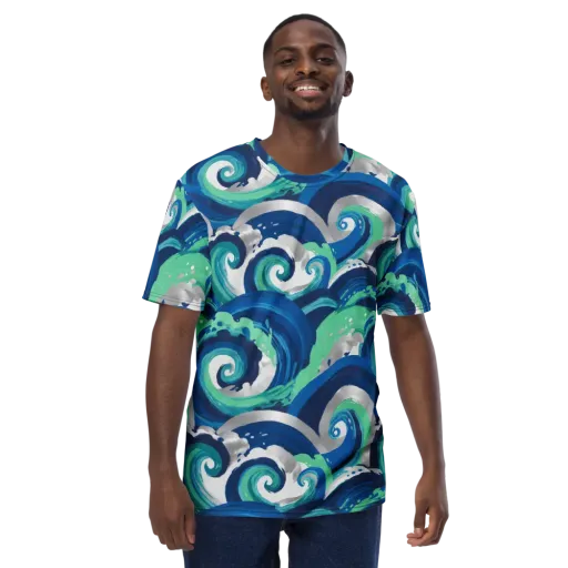 Cobalt Swell on a Men's Crew Neck T-Shirt
