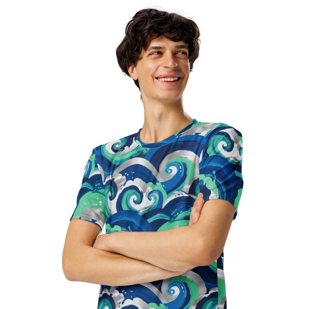 Cobalt Swell on Men's Crew Neck T-Shirt — Left Front