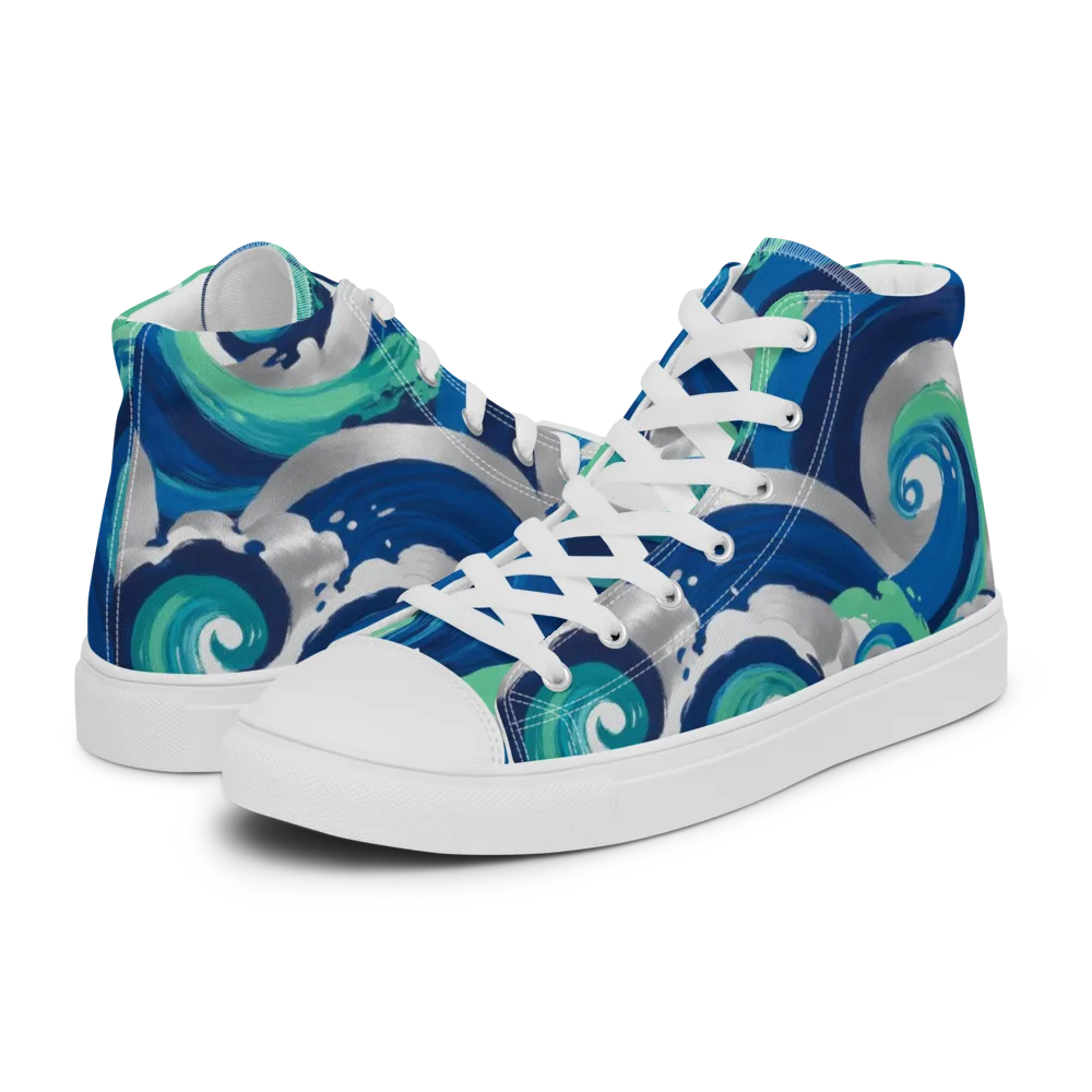 Cobalt Swell on Men's High Top Canvas Shoes — Left
