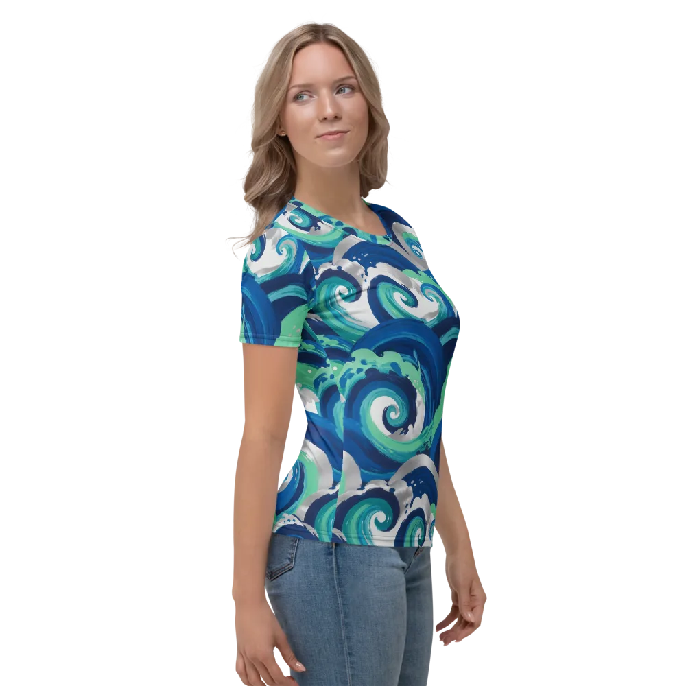 Cobalt Swell on Women's Crew Neck T-Shirt — Right