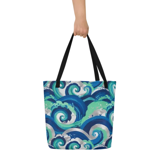 Cobalt Swell on a Large Tote Bag W/ Pocket