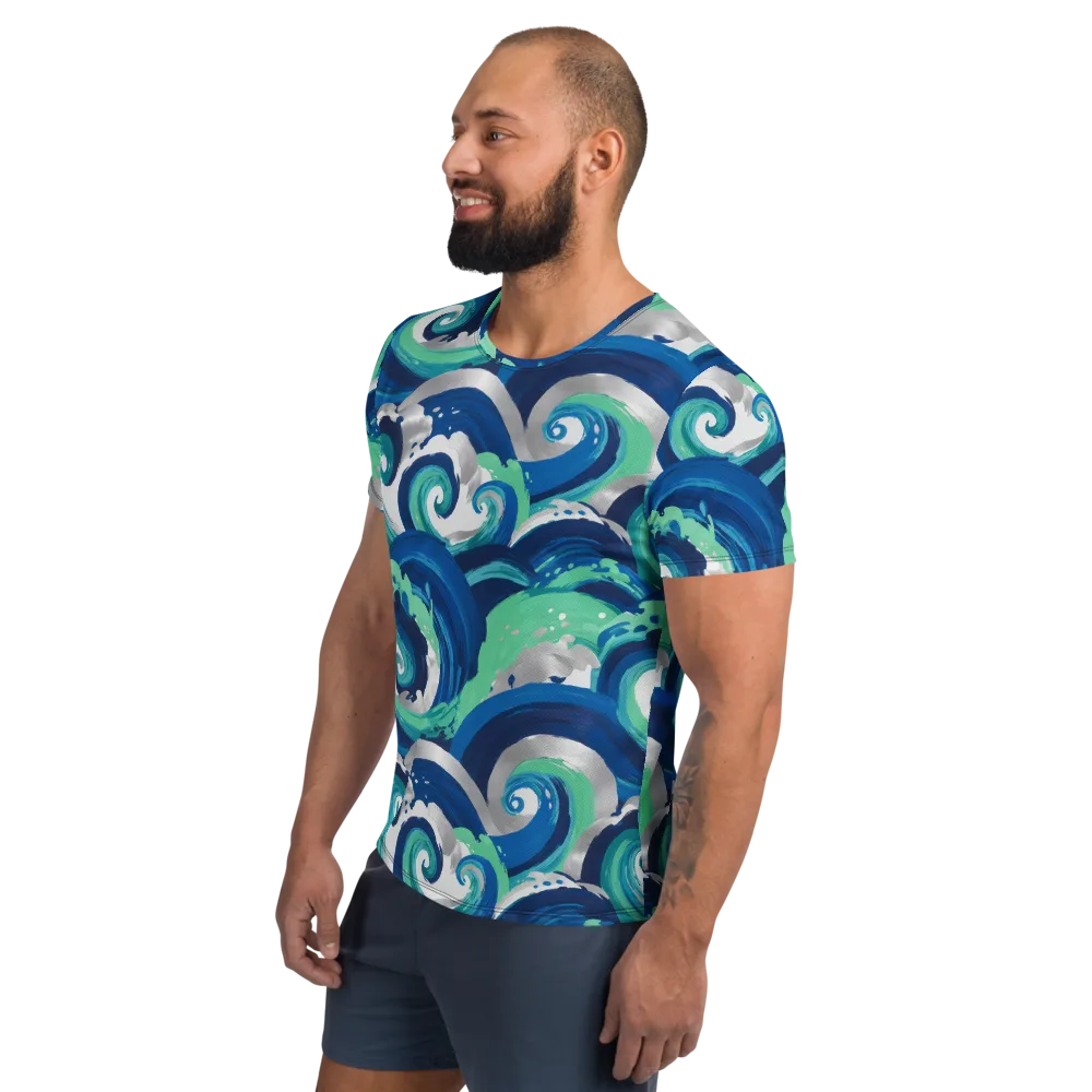 Cobalt Swell on Men's Athletic T-Shirt — Left