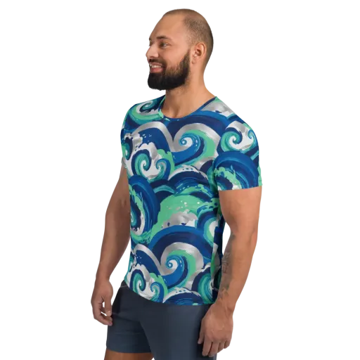 Cobalt Swell on a Men's Athletic T-Shirt
