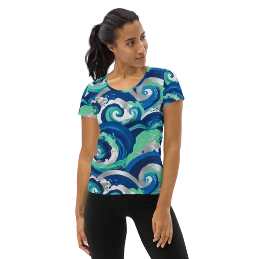 Cobalt Swell on a Women's Athletic T-Shirt