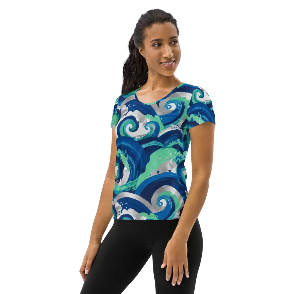 Cobalt Swell on Women's Athletic T-Shirt — Left