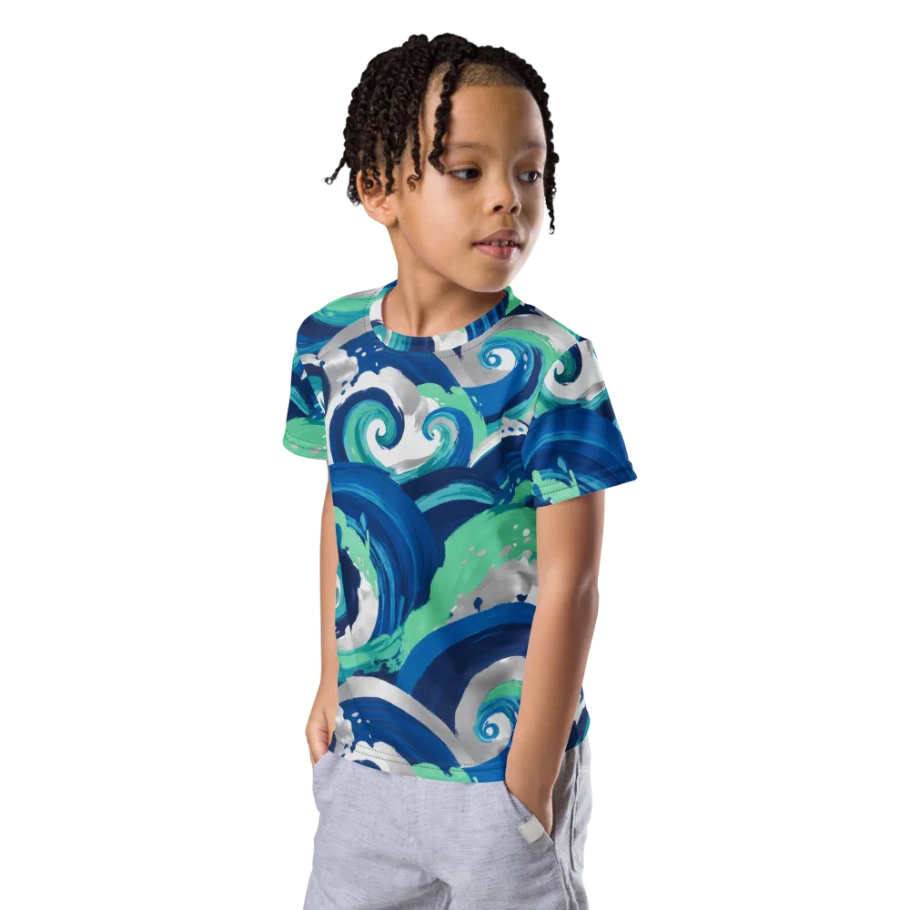 Cobalt Swell on Kids Crew Neck T-Shirt — Left Front
