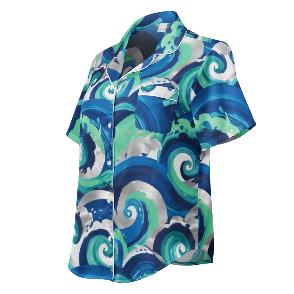 Cobalt Swell on Women's Short Sleeve Pajama Top — Left Front