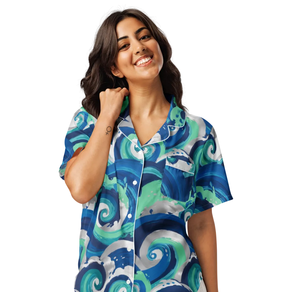 Cobalt Swell on Women's Short Sleeve Pajama Top — Front