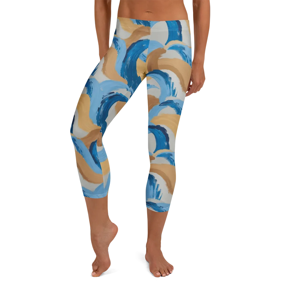 Ochre Swell on Capri Leggings — Front
