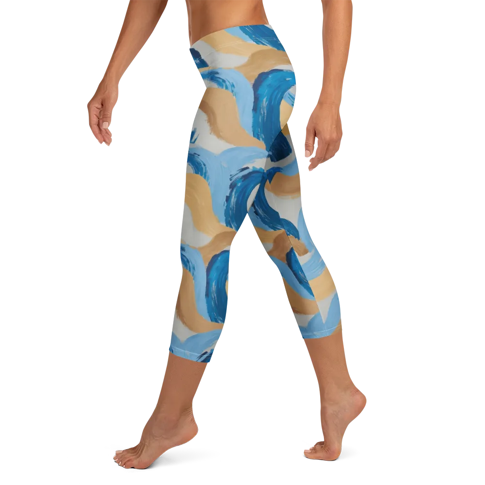 Ochre Swell on Capri Leggings — Left