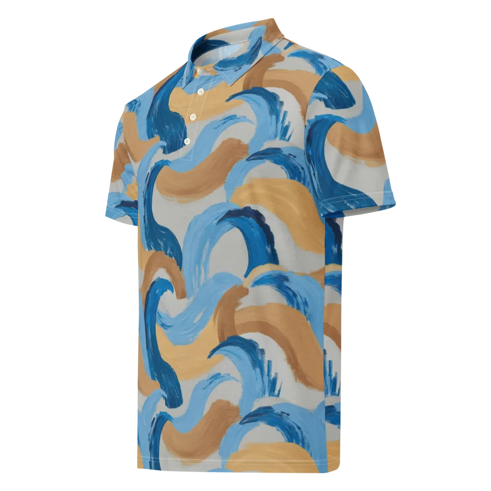 Ochre Swell on Men's Slim Fit Polo Shirt — Left Front