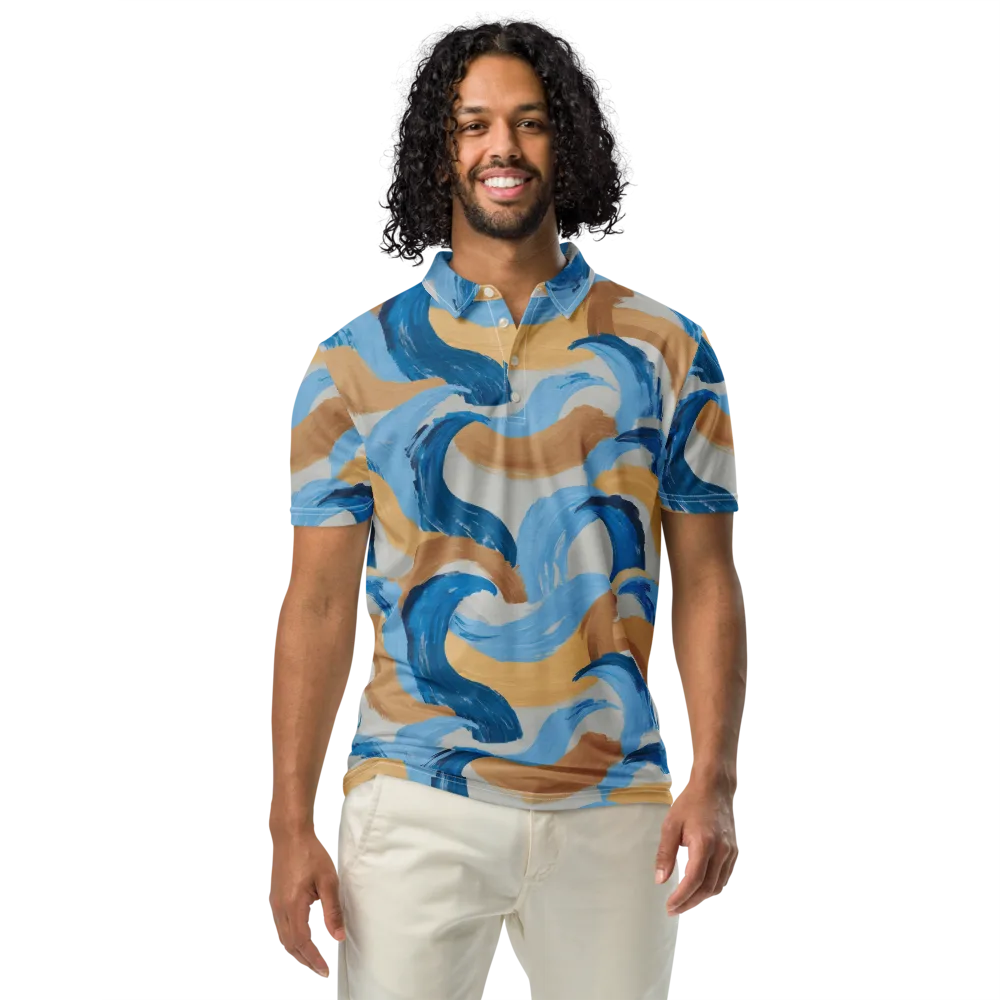 Ochre Swell on Men's Slim Fit Polo Shirt — Front