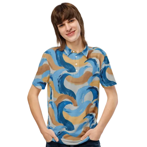 Ochre Swell on a Men's Slim Fit Polo Shirt