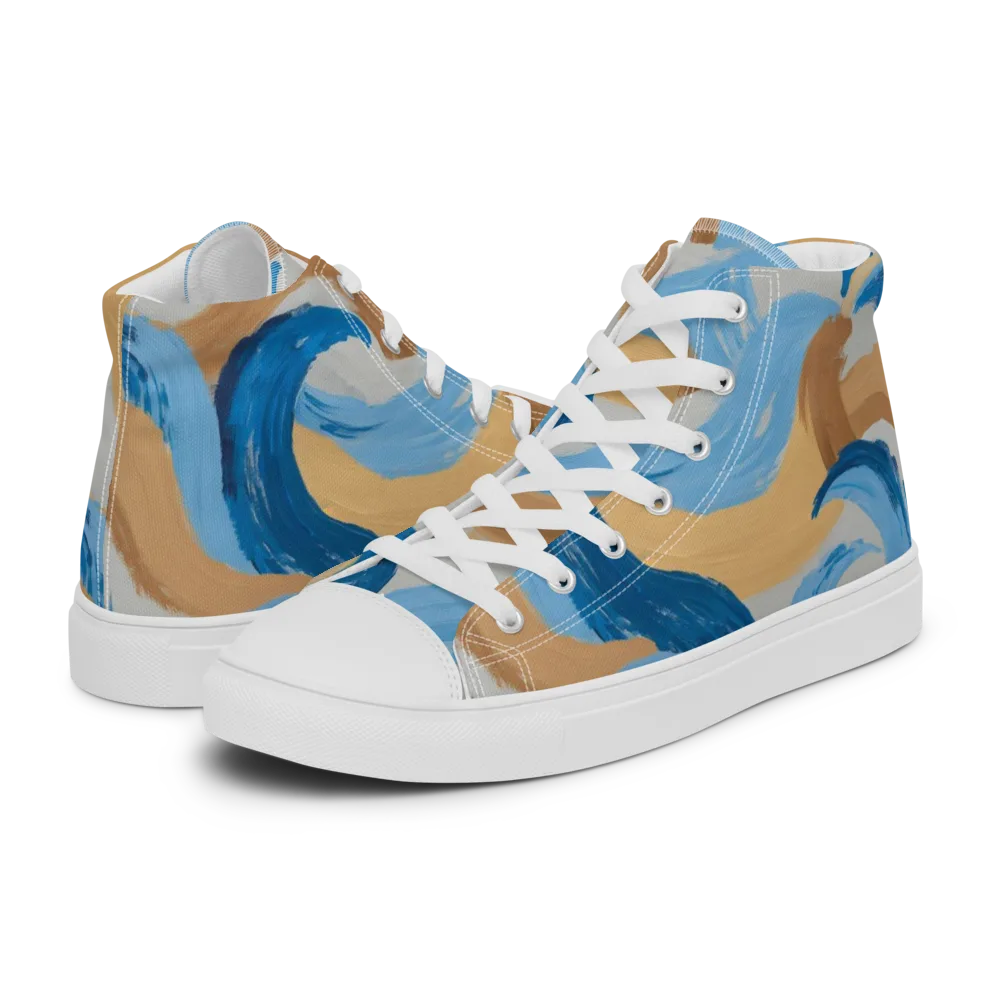 Ochre Swell on Men's High Top Canvas Shoes — Left